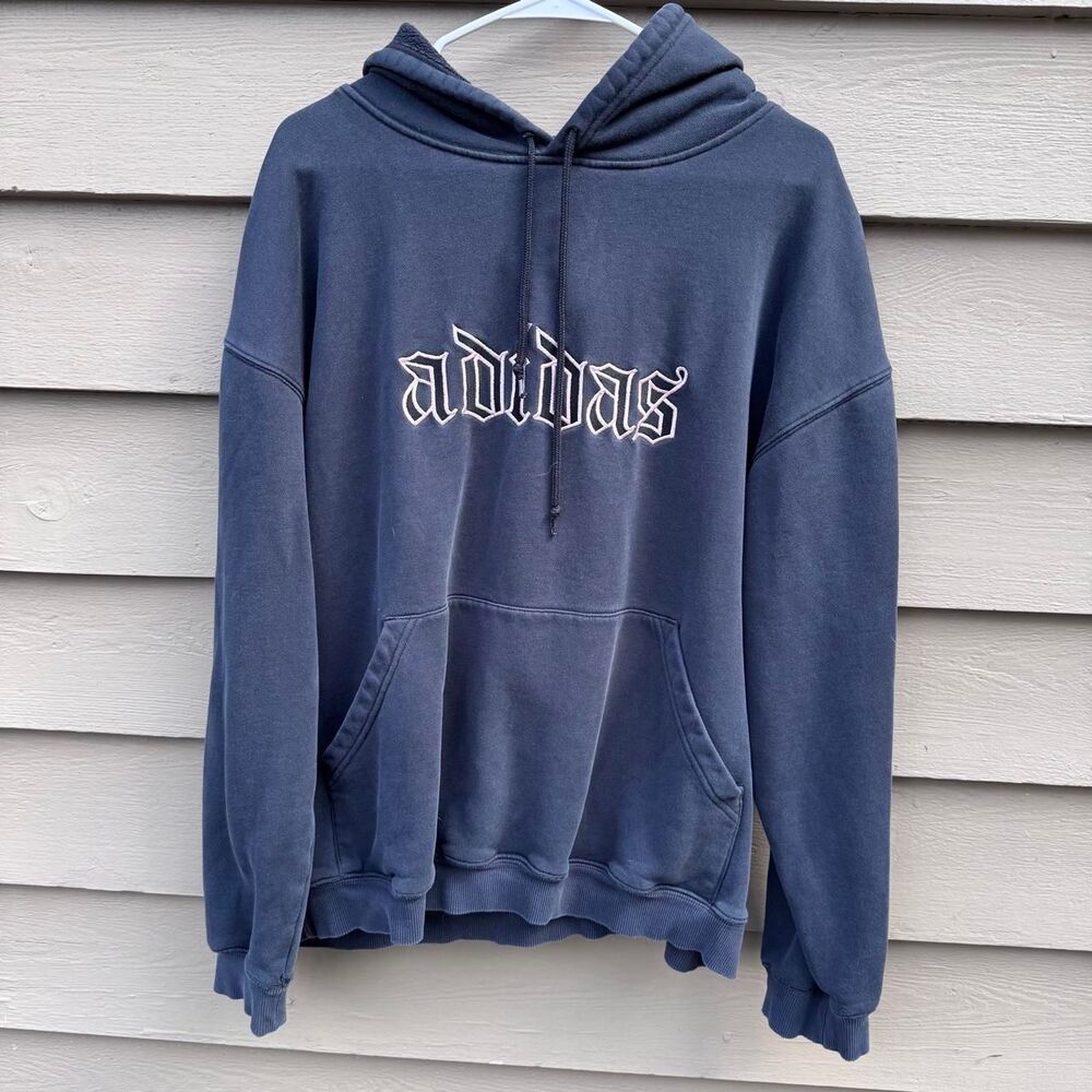Adidas Men's Blue and Navy Hoodie